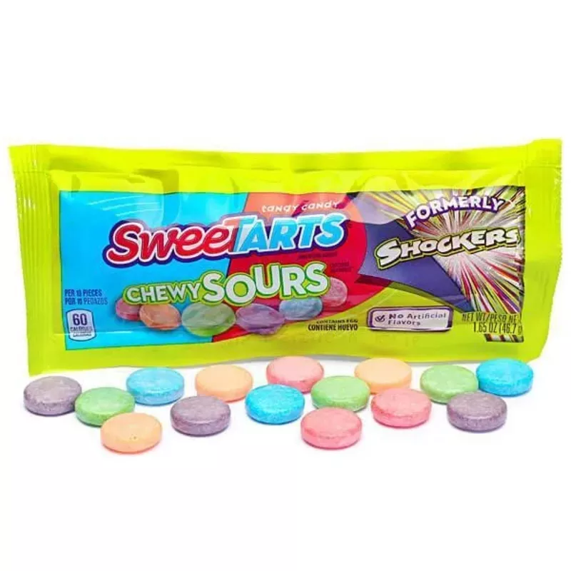 SweeTarts Shockers Chewy Sours Candy Packs: 24-Piece Box